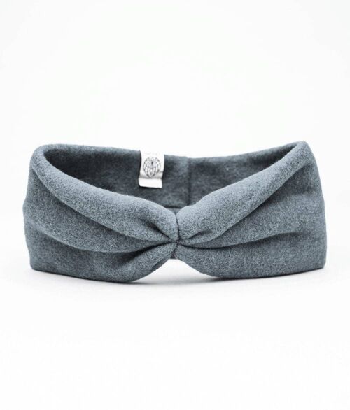 Stirnband bow aus bio baumwolle soft grey