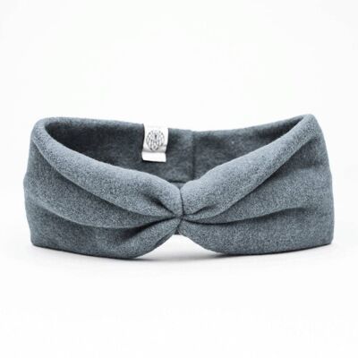 Stirnband bow aus bio baumwolle soft grey