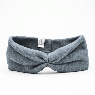Stirnband bow aus bio baumwolle soft grey