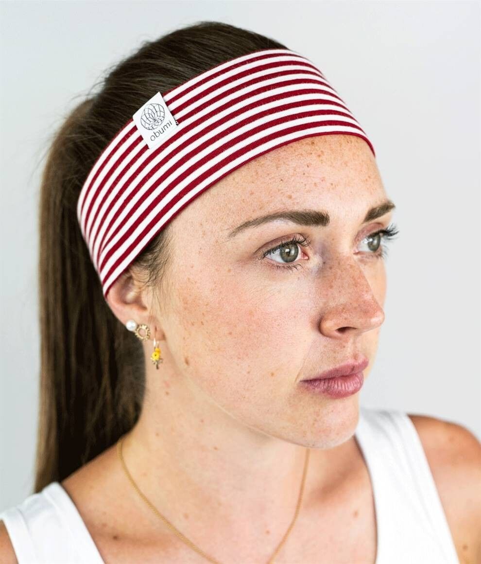 FASCIA STRETTA REALIZZATA IN JERSEY ORGANICO RIGHE BIANCHE ROSSE