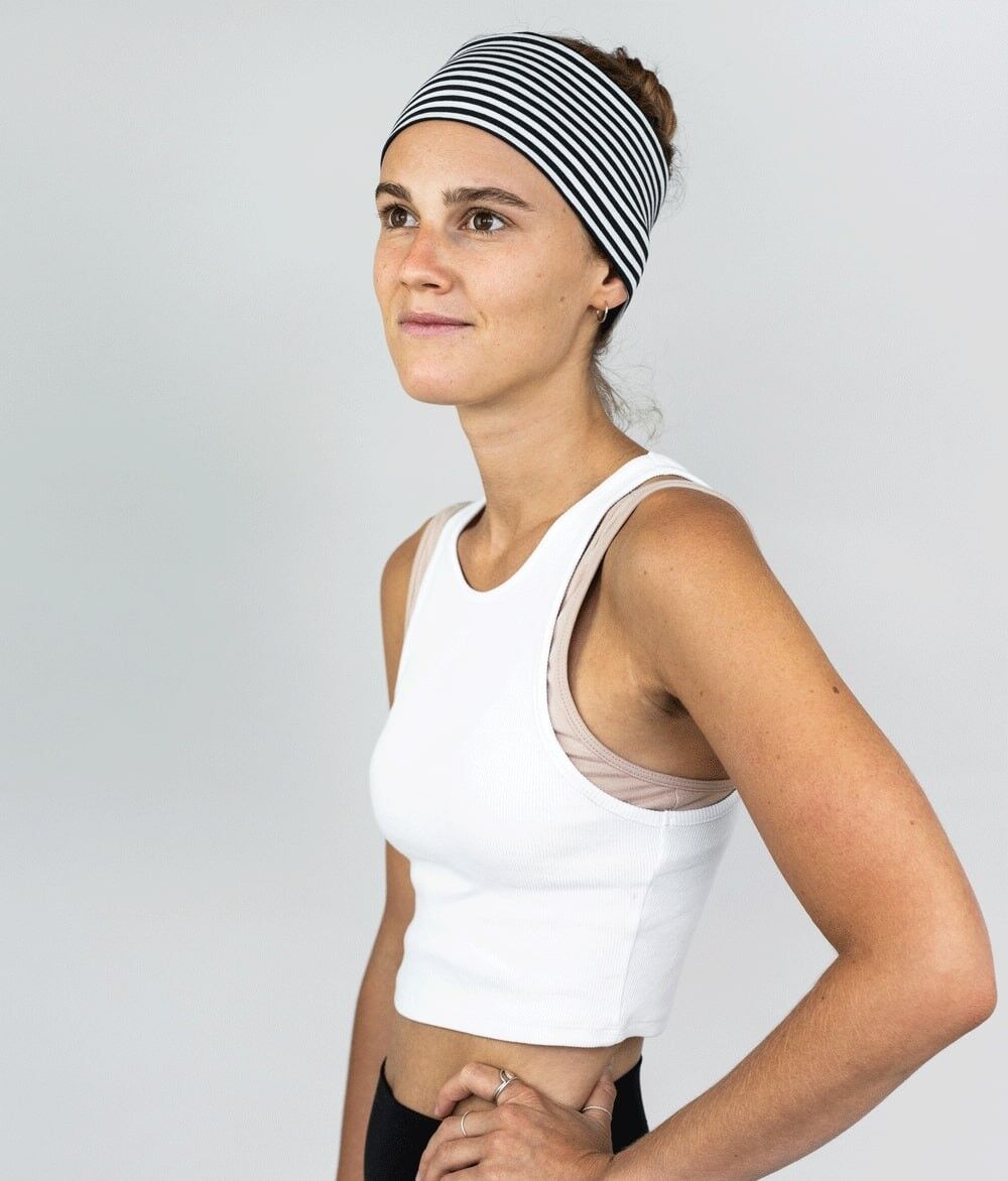 FASCIA AMPIA REALIZZATA IN JERSEY ORGANICO RIGHE BLU BIANCHE