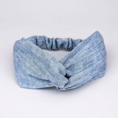 Haarband „love“ aus leinen blue melange