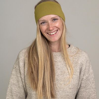 WIDE HEADBAND MADE OF ORGANIC JERSEY OLIVE