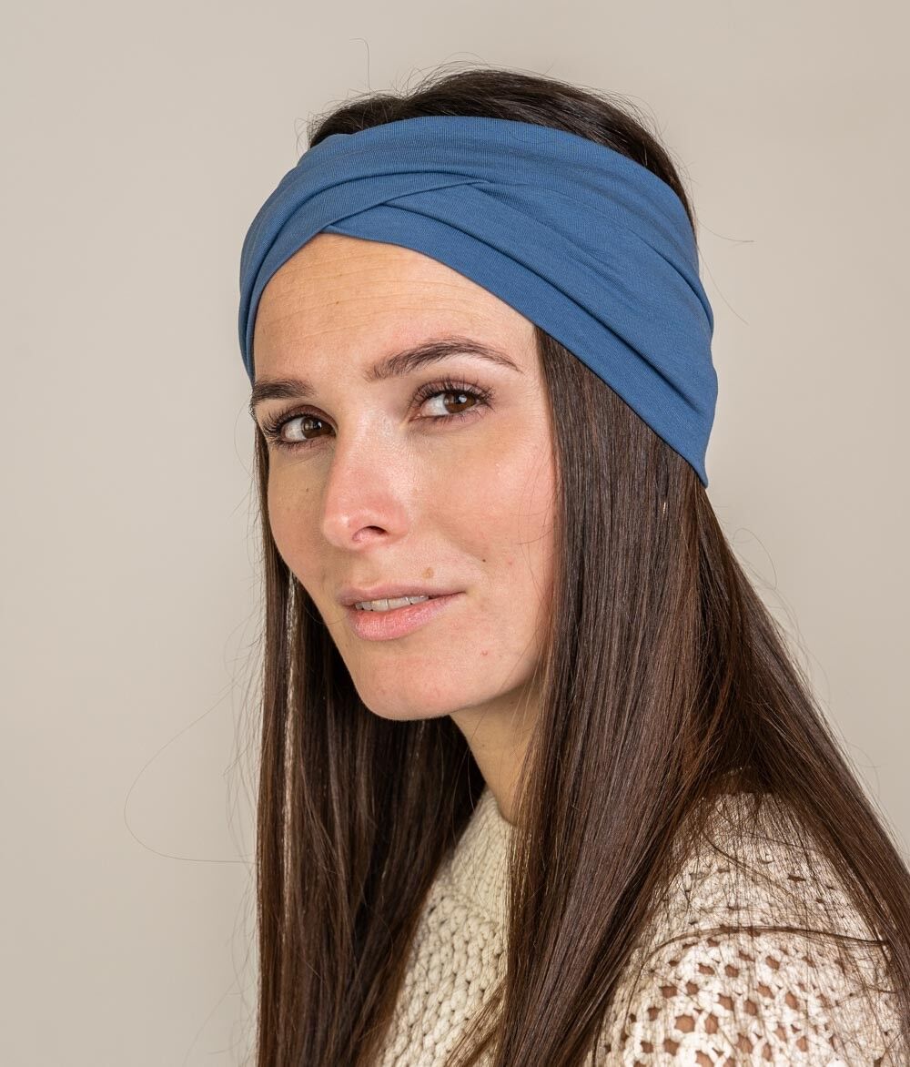 FASCIA CON DETTAGLIO AVVOLGENTE IN JERSEY ORGANICO GRIGIO BLU