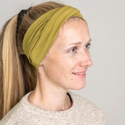 HEADBAND WITH WRAP DETAIL MADE OF ORGANIC JERSEY OLIVE