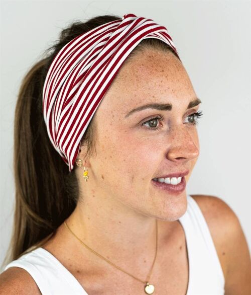 Stirnband mit wickel-detail aus bio jersey red white stripes