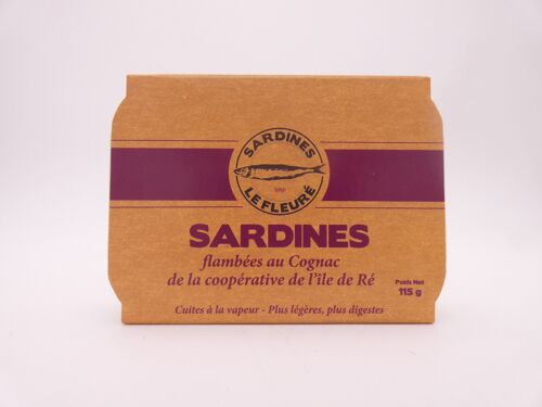 Sardines en boite à l'huile d'olive et  au cognac de l'île de Ré
