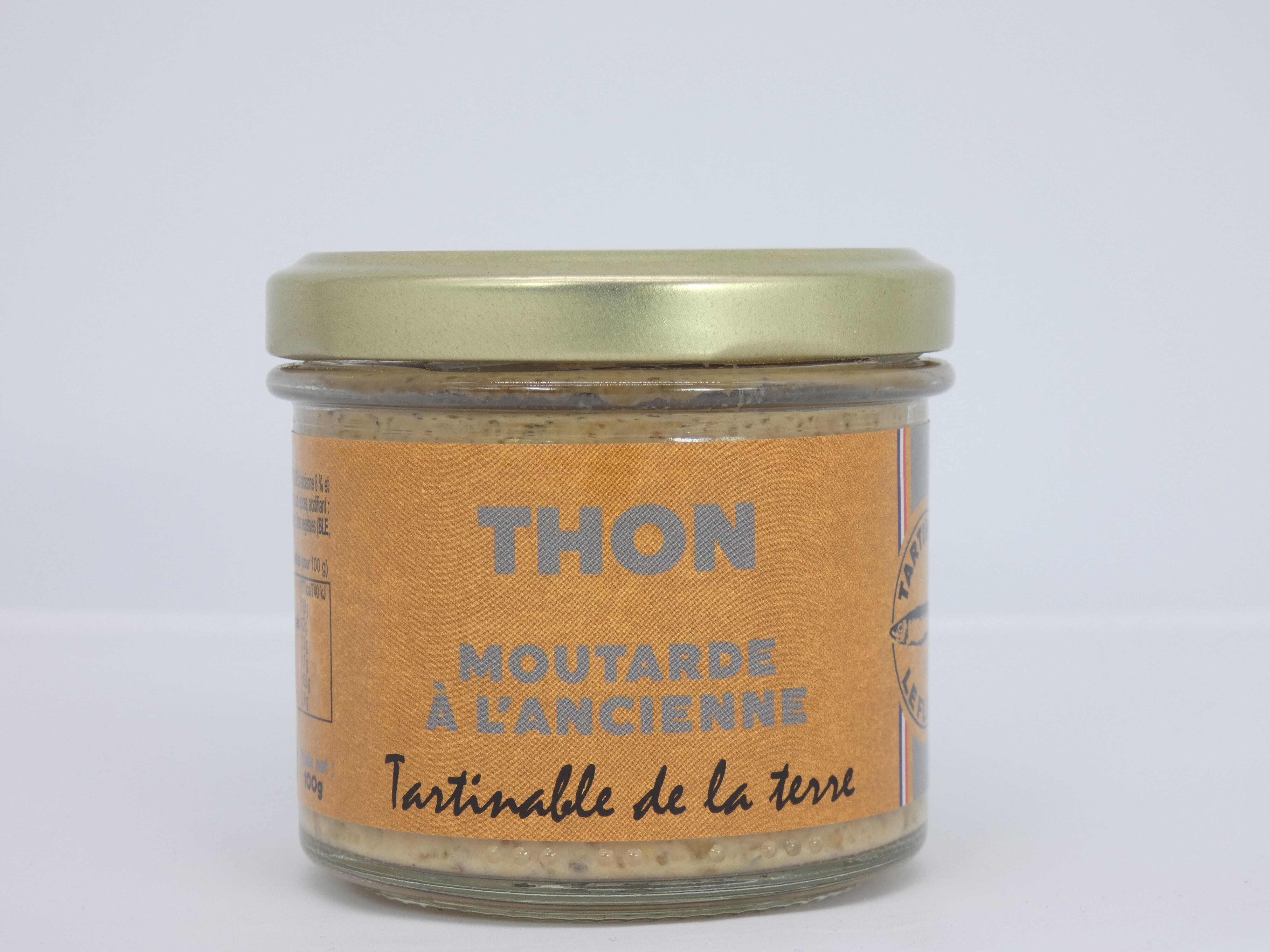 Weißer Thunfisch-Rillette und altmodischer Senf