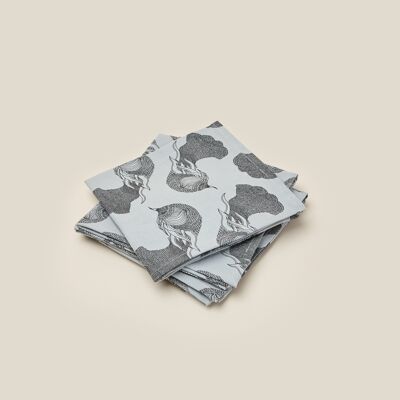 Gray Blue Birds Napkins - Set of 4