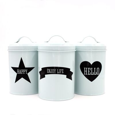 SET OF 3 KITCHEN JARS 12X19CM BLUE