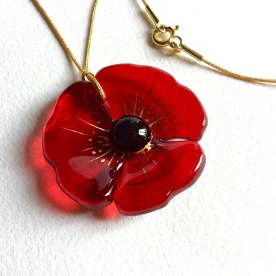 Pendentif FLEUR coquelicot