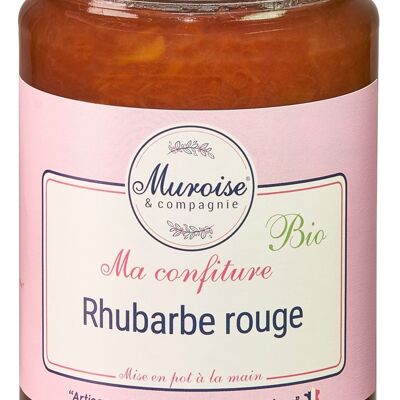 Homemade organic red rhubarb jam