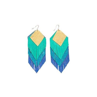 LEATHER EARRINGS | FRINGES | Turquoise Blue