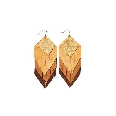 BOUCLES D'OREILLES EN CUIR | FRANGES | beige