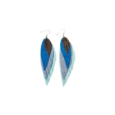 BOUCLES D'OREILLES EN CUIR | PLUME | Turquoise