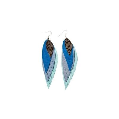 LEATHER EARRINGS | FEATHER | Turquoise