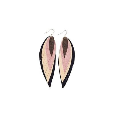 BOUCLES D'OREILLES EN CUIR | PLUME | Rosé