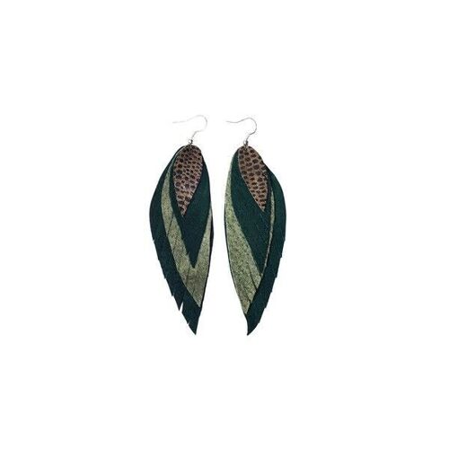 LEATHER EARRINGS | FEATHER | Green