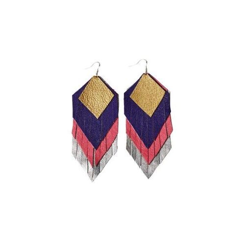 LEATHER EARRINGS | FRINGES | Purple