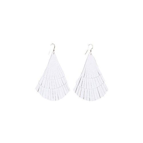 Leather Earrings | Fringes | Tassels | white