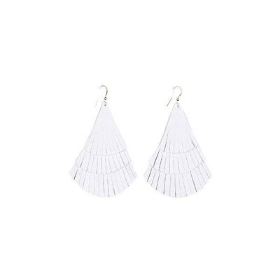 Boucles d'oreilles en cuir | Franges | Glands | blanche