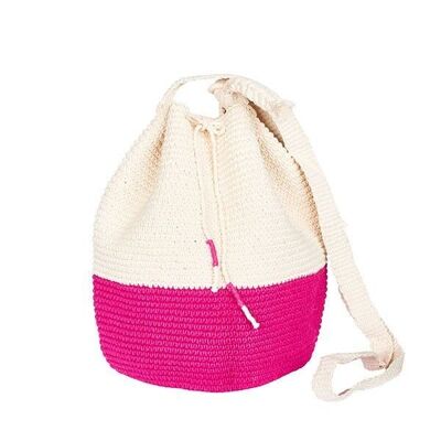 BOLSA CROCHET BUCKET | Bloque de color | rosado