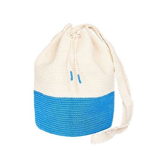 CROCHET BUCKET BAG | Color Block | Azur Blue