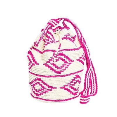 SAC SEAU AU CROCHET | DIAMANTS | rose