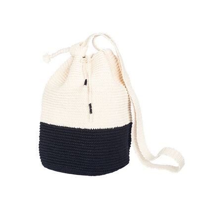 CROCHET BUCKET BAG | COLOR BLOCK | Black and White