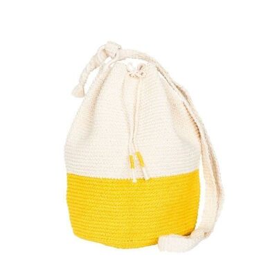 SAC SEAU AU CROCHET | Bloc de couleur | Jaune