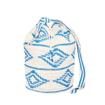 CROCHET BUCKET BAG | Diamonds | Azure Blue