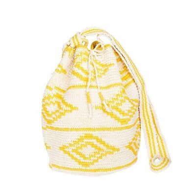 SAC SEAU AU CROCHET | Diamants | Jaune