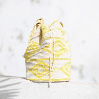 SAC SEAU AU CROCHET | Diamants | Jaune 2