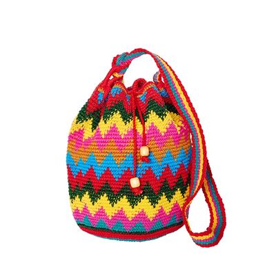 Crochet bucket bag | zic zac | red