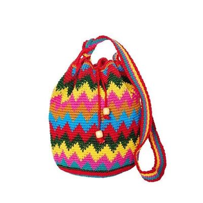 Crochet bucket bag | zic zac | red