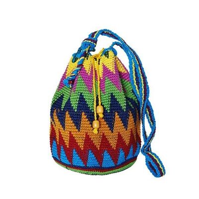 Crochet bucket bag | zic zac | blue