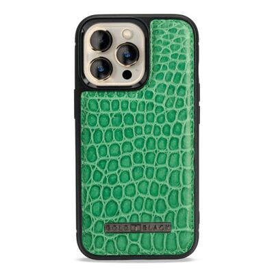 iPhone 13 Pro MagSafe Étui Cuir Crocodile Vert