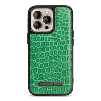 iPhone 13 Pro MagSafe Étui Cuir Crocodile Vert 1