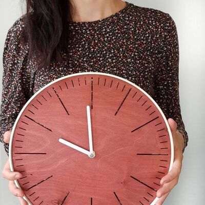 Horloge Simple Acajou Aiguille Blanche 58 cm