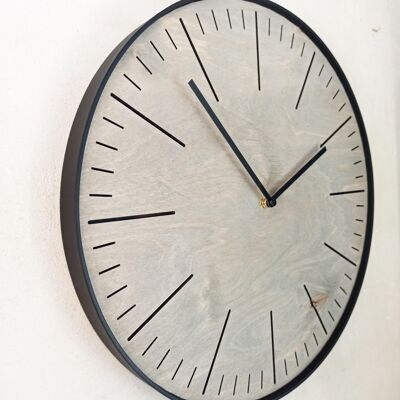 Horloge Simple Grise Aiguille Noire 30cm
