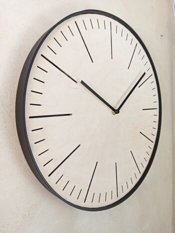 horloge simple blanche Aiguille noire 30cm 3