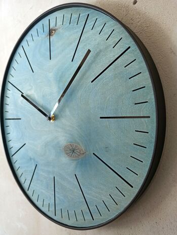 Horloge simple bleue Aiguille noire 30cm 3