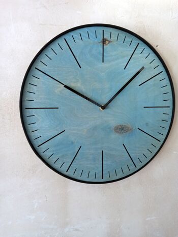 Horloge simple bleue Aiguille noire 30cm 6