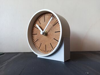 petite horloge de bureau en TECK Aiguille Blanche 10 cm et le socle 7x4x3cm 5