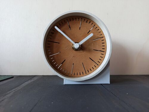 small OAK desk  clock White Needle 10 cm and the base 7x4x3cm