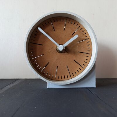 small OAK desk  clock White Needle 10 cm and the base 7x4x3cm