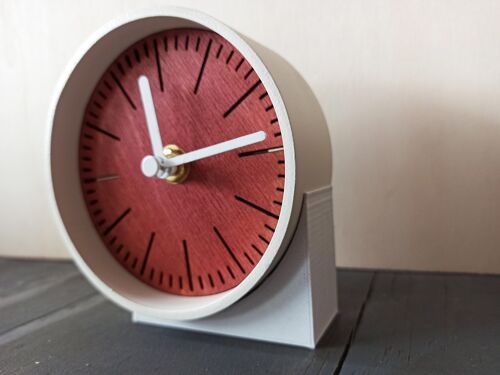 small red desk  clock White Needle 10 cm and the base 7x4x3cm