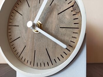 petite horloge de bureau GRISE Aiguille Blanche 10 cm et le socle 7x4x3cm 4