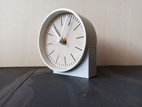 small WHITE desk  clock White Needle 10 cm and the base 7x4x3cm