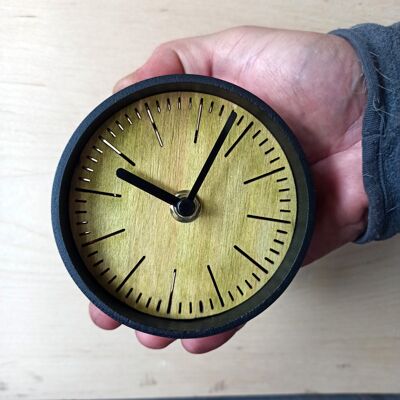 small OAK desk  clock Black Needle 10 cm and the base 7x4x3cm